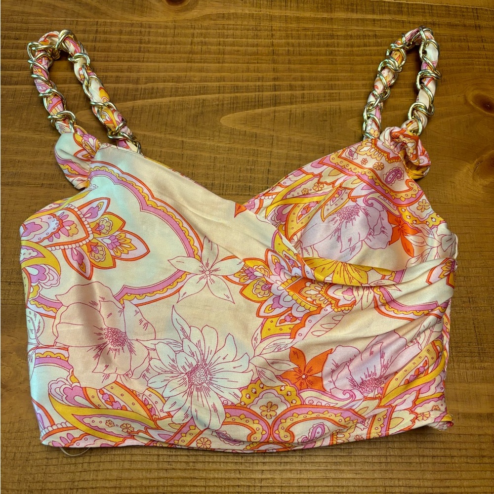 🌺Zara boho paisley floral satin crop XS